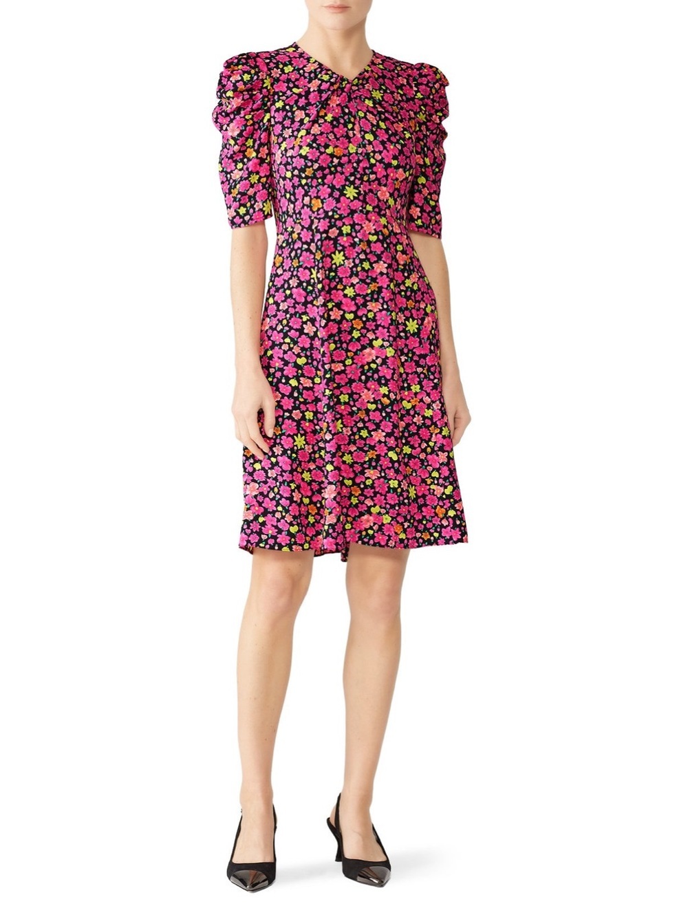 Kate Spade New York Marker Floral Vibrant Spring Summer Dress Pink yellow Size 8